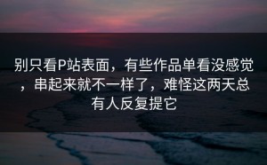 别只看P站表面，有些作品单看没感觉，串起来就不一样了，难怪这两天总有人反复提它