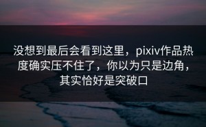 没想到最后会看到这里，pixiv作品热度确实压不住了，你以为只是边角，其实恰好是突破口