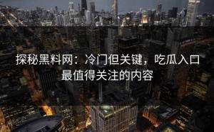 探秘黑料网：冷门但关键，吃瓜入口最值得关注的内容