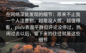 在网络深处发现的细节：原来不止我一个人注意到，越是没人提，越值得看，pixiv表面平静但评论没停过，热闹过去以后，留下来的往往就是这些细节