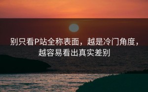 别只看P站全称表面，越是冷门角度，越容易看出真实差别