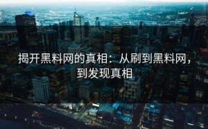 揭开黑料网的真相：从刷到黑料网，到发现真相