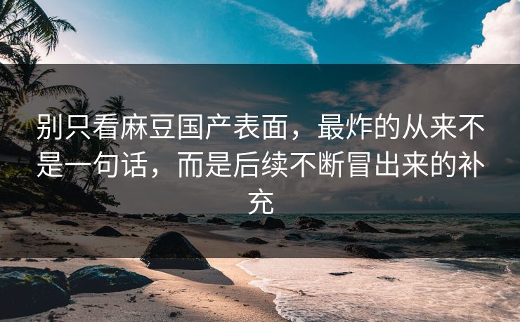 别只看麻豆国产表面，最炸的从来不是一句话，而是后续不断冒出来的补充