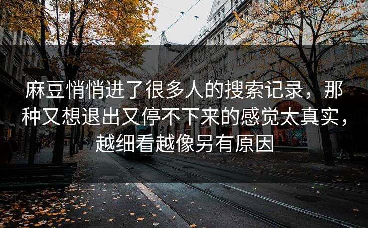 麻豆悄悄进了很多人的搜索记录，那种又想退出又停不下来的感觉太真实，越细看越像另有原因
