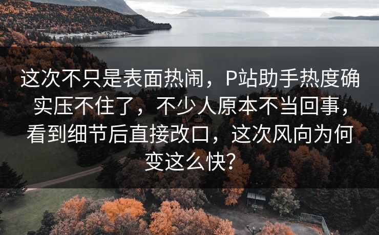 这次不只是表面热闹,P站助手热度确实压不住了,不少人原本不当回事,看到细节后直接改口,这次风向为何变这么快? 这次不只是表面热闹,P站助手热度确实压不住了,不少人原本不当回事,看到细节后直接改口,这次风向为何变这么快?