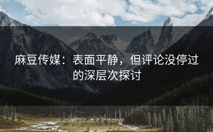 麻豆传媒：表面平静，但评论没停过的深层次探讨